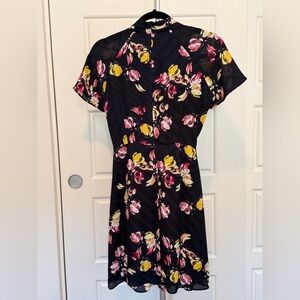 Banana Republic Black Dress with Pink and Yellow Floral